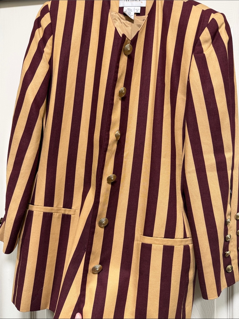 Apart Impressions Burgundy and Tan Striped Blazer - Picture 3 of 5